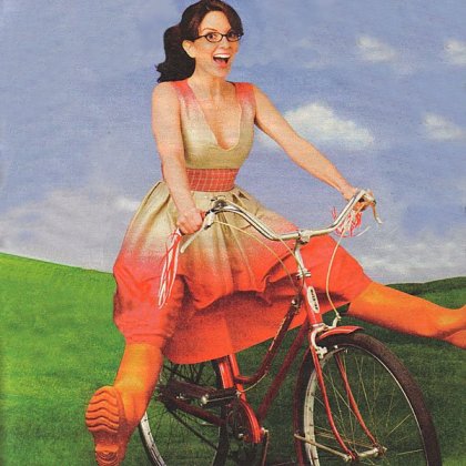 Tina Fey Auto-Straddles Into the Breezy Blue Sky