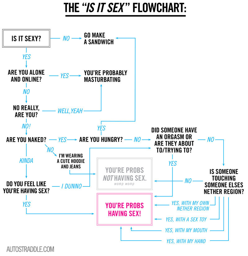 this is a flowchart about how to tell if you've had lesbian sex. just a reminder.