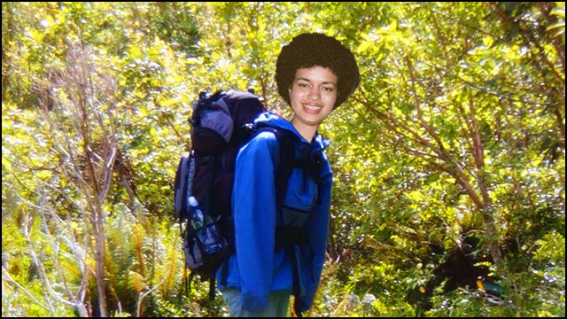 hiking with afro