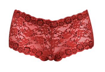 Torrid Red And Black Cross-Dye Allover Lace Cheeky Shorts