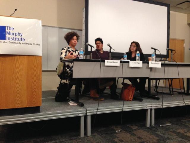 Reina Gossett, Cara Page and Terry Boggis discuss reproductive justice and healthcare access. via @MargotDWeiss