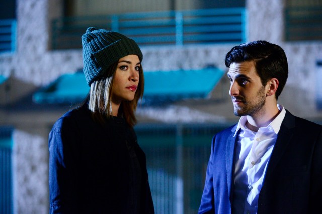 COMPLICATIONS -- "Fever" Episode 106 -- Pictured: (l-r) Jessica Szohr as Gretchen Polk, Matt Angel as Wes -- (Photo by: Guy D'Alema/USA Network)