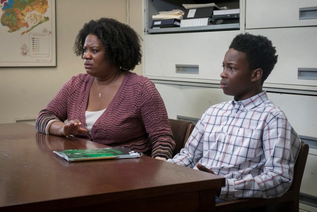 LAW & ORDER: SPECIAL VICTIMS UNIT -- "Transgender Bridge" Episode 17001 -- Pictured: (l-r) Adrienne C. Moore as Cheryl McCrae, Dante Brown as Darius McCrae -- (Photo by: Michael Parmelee/NBC)