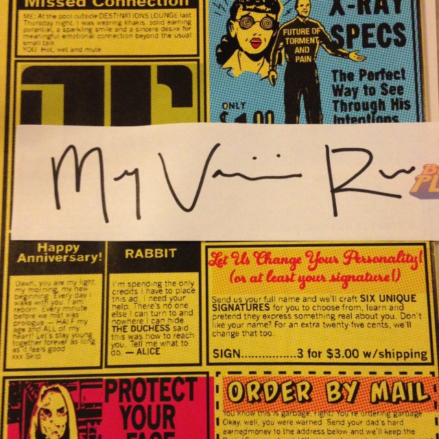 The back of Bitch Planet #1 with the signature I chose to base mine on.