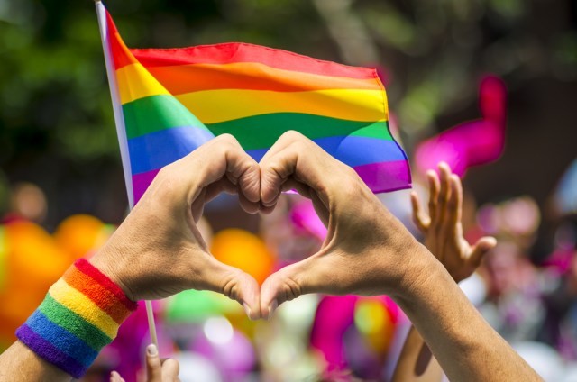 Pride flag with six colors.