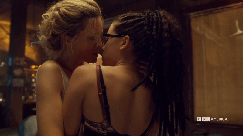 Delphine nad Cosima are poised to kiss