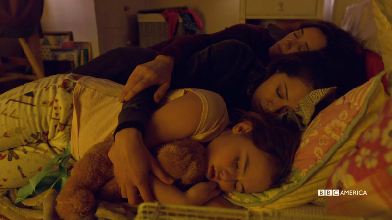 Kira, Sarah, and Mrs. S are spooning