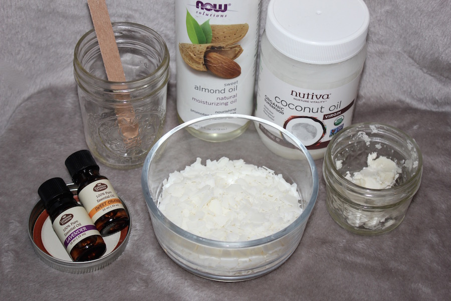 ingredients on a grey cloth