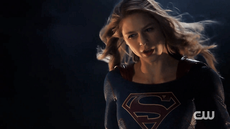 Supergirl flies up, she has risen