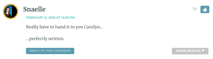 Really have to hand it to you Carolyn… …perfectly written.