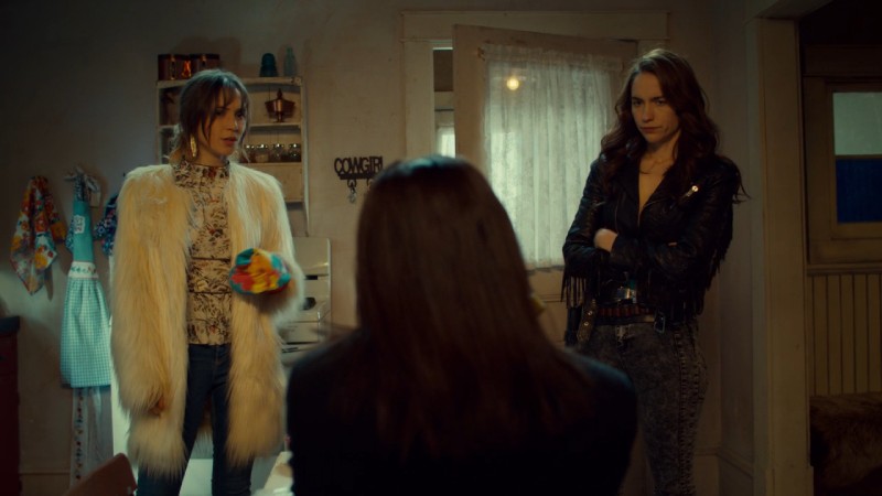 Wynonna and Waverly size up Kevin who has made herself at home