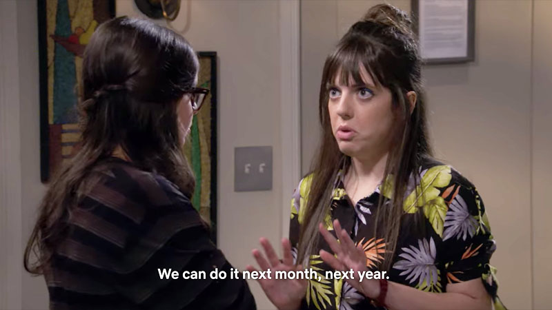 Syd talking to Elena on One Day at a Time: "We can do it next month, next year."