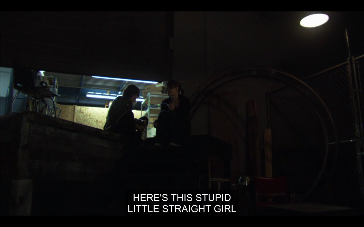 Molly and Shane sitting outside of Jodi's apartment 