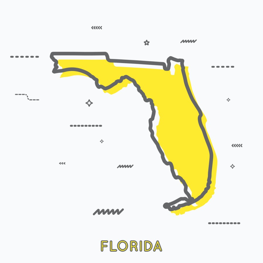 A Yellow Outline of Florida