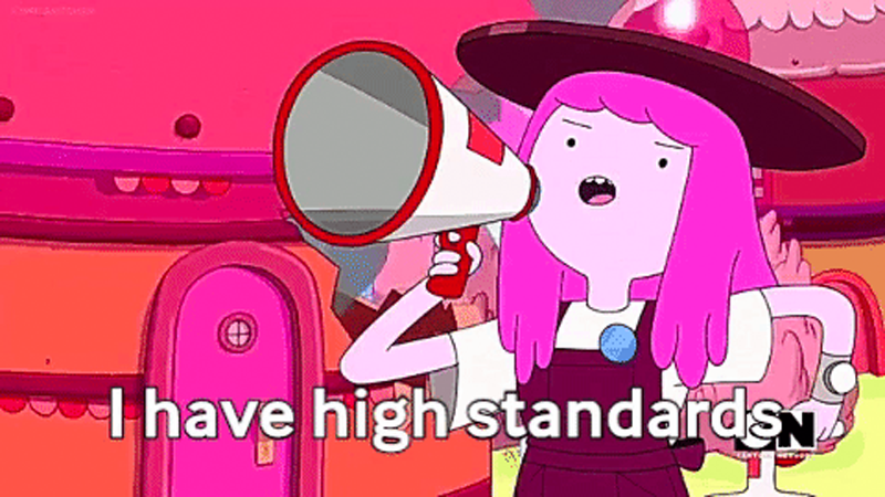 Princess Bubblegum from Adventure Time on a megaphone “I have high standards