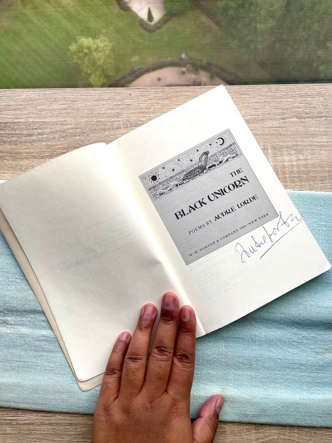 A signed copy of Audre Lorde's The Black Unicorn
