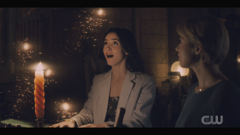 Nancy Drew: Temperance watches as Bess sends magical sparks into the air 