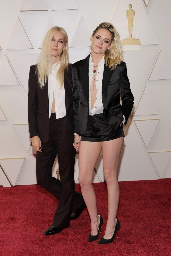 HOLLYWOOD, CALIFORNIA - MARCH 27: (L-R) Dylan Meyer and Kristen Stewart attend the 94th Annual Academy Awards at Hollywood and Highland on March 27, 2022 in Hollywood, California. (Photo by Mike Coppola/Getty Images)