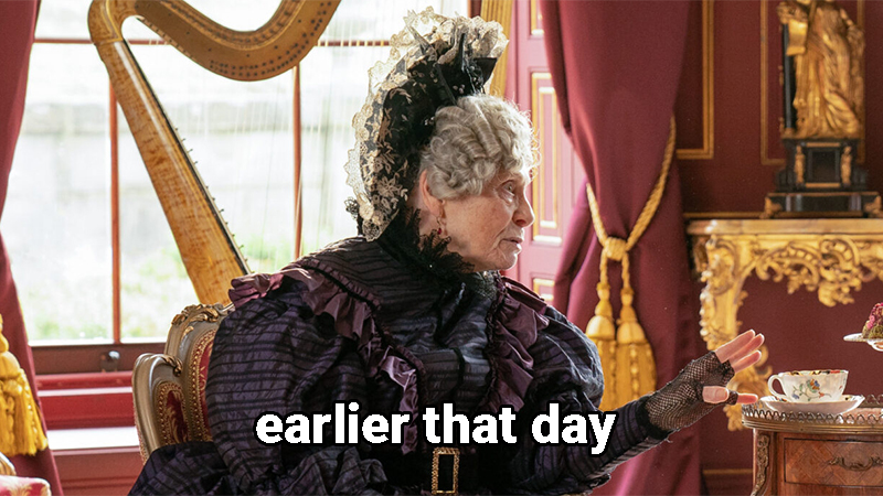 A close-up of Mrs. Rawson that says "earlier that day..."