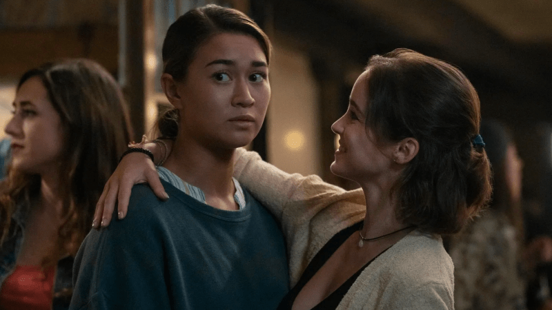 Warrior nun: Ava has one arm around a nervous-looking Beatrice