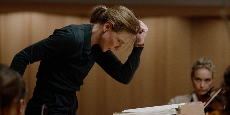 Cate Blanchett conducts an orchestra.