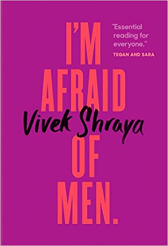 the title i'm afraid of men is set in orange against a purple background