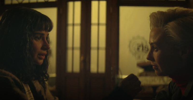 Doom Patrol: Jane and Shelley exchange looks across a table