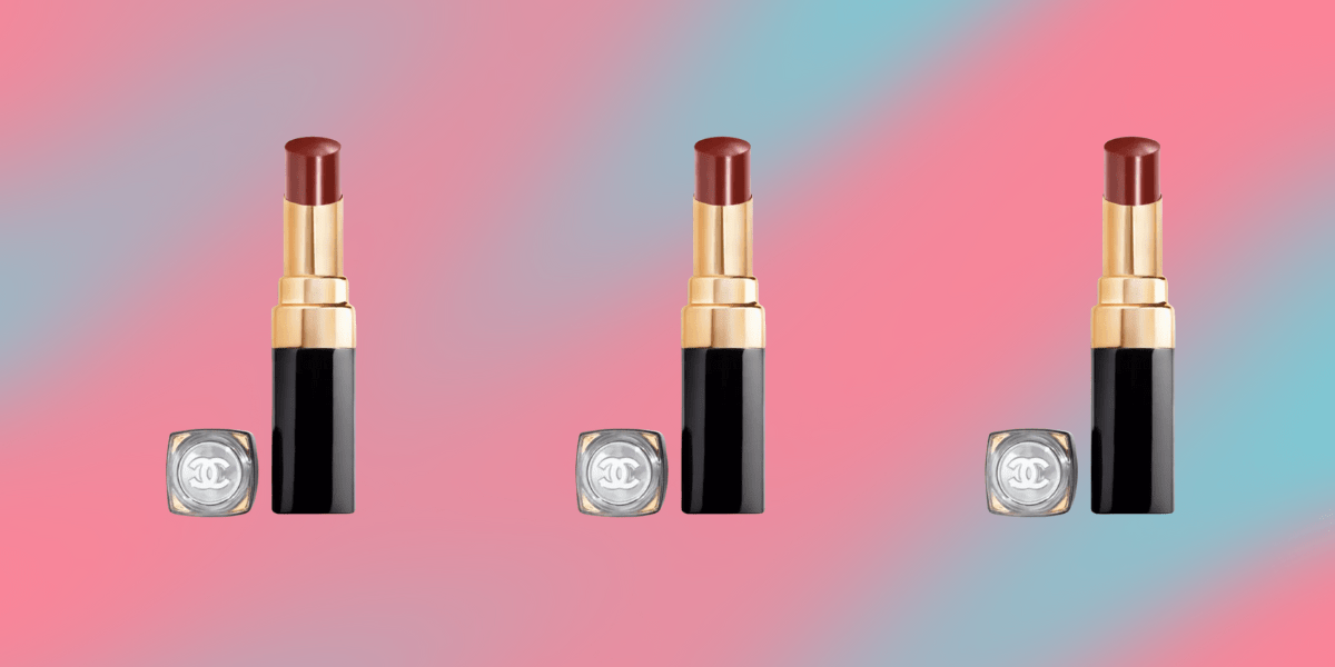 chanel rouge lipstick in dominant shade which is a deep brownish red
